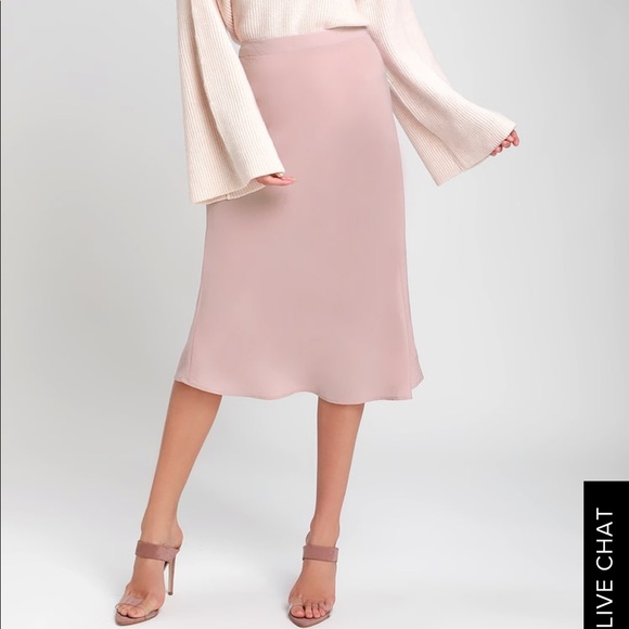 dusty rose midi skirt